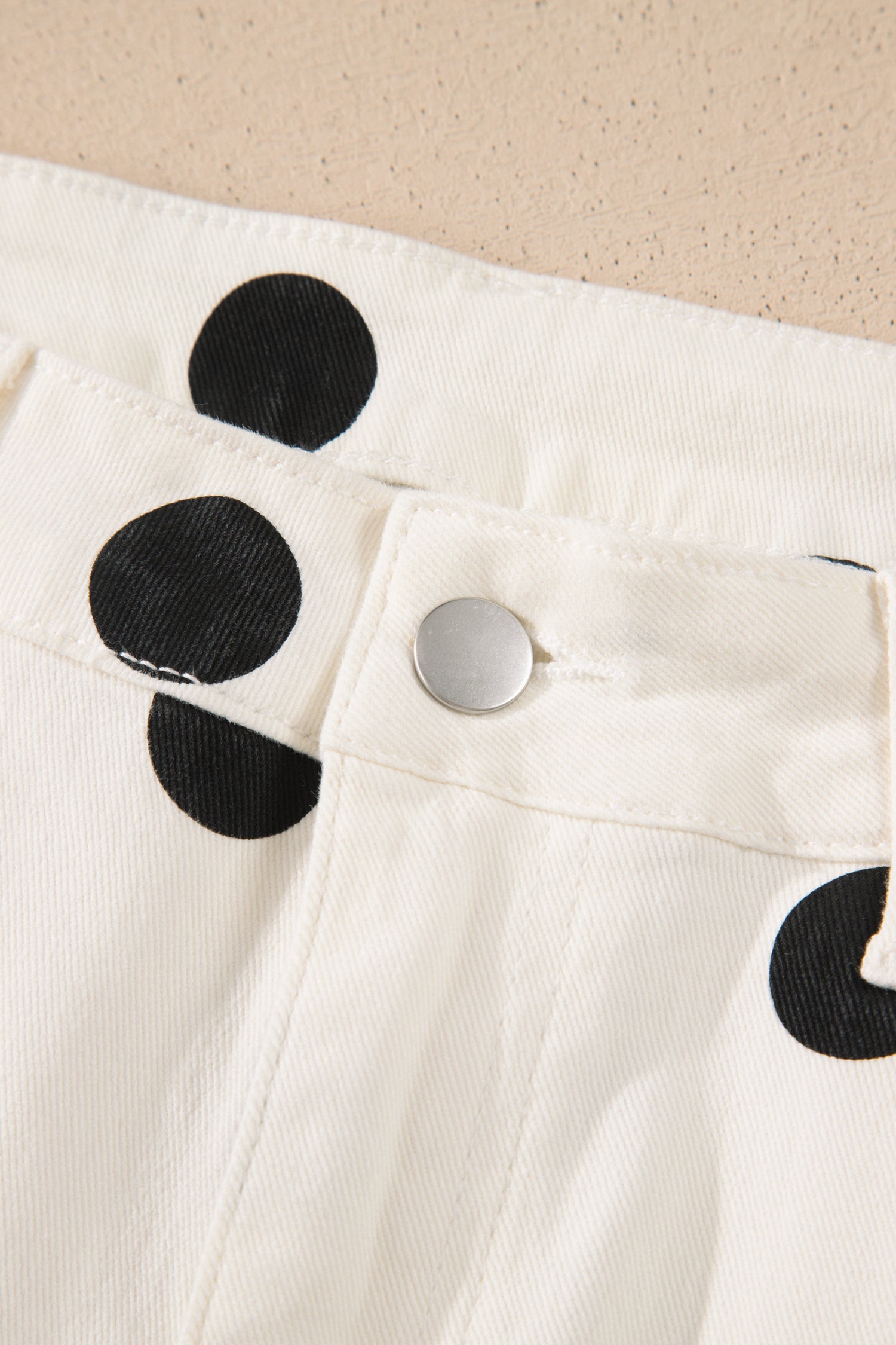 Polka Dot Wide Leg Ankle Length Jeans